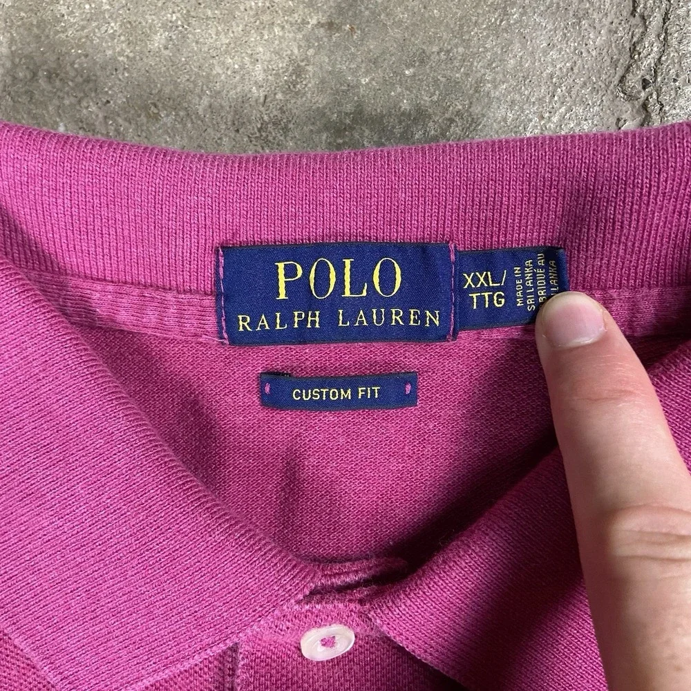 Polo Ralph Lauren Polo Shirt Size XXL Pink Custom Fit‎ Casual Blue Pony Logo